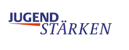 Das JUGEND-STÄRKEN-Logo besteht aus dem Schriftzug "Jugend stärken" in Dunkelblau und einem rotem Strich.
