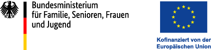 Logo des Bundesfamilienministeriums und der EU mit Text: Kofinanziert von der Europäischen Union