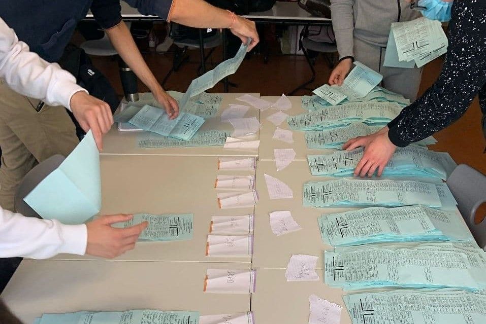 Stimmzettel auf einem Tisch