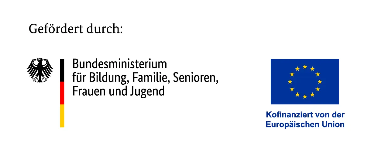 Logo des Bundesfamilienministeriums und der EU mit Text: Kofinanziert von der Europäischen Union